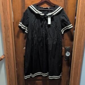 Black Friday Sailor Collar Dress Cats Sz 18 (AUS)